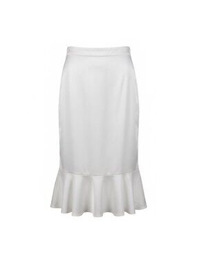 Cato Womens White Rayon Blend Trumpet Hem Skirt Elegant Style Size 14/16W